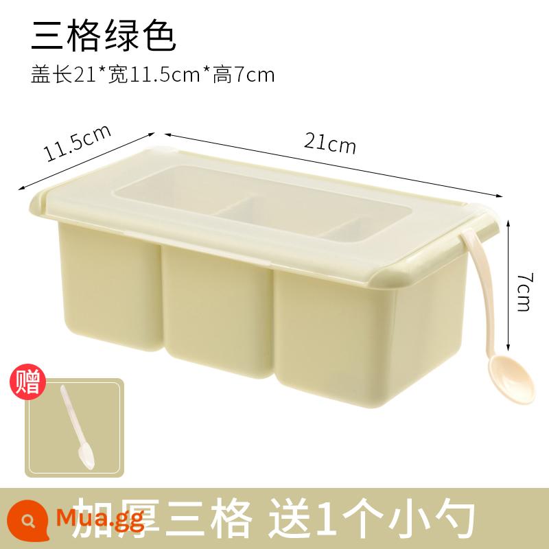 Tang mofang Hộp gia vị kết hợp bộ bốn -in -one Kitchen cung cấp bể muối hộ gia đình Daquan - ba màu xanh lá cây