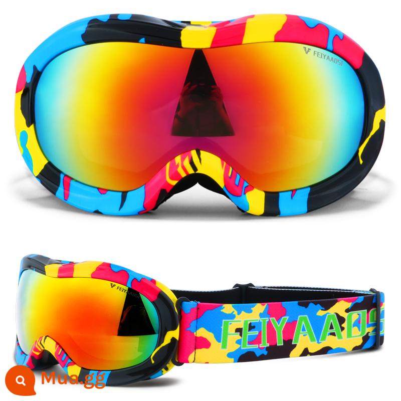 Kính trượt tuyết Ski Gương, Trẻ em, Girls, Baby Snow Field Goggles Card Thiết bị chống lại bộ đầy đủ - khung graffiti màu đỏ mảnh đầy màu sắc