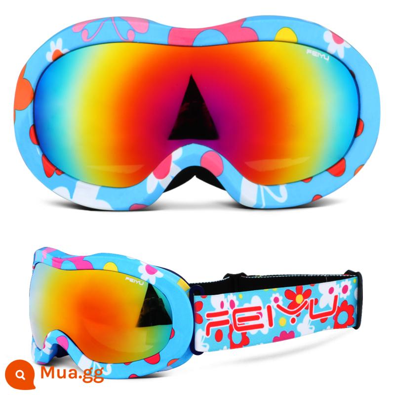 Kính trượt tuyết Ski Gương, Trẻ em, Girls, Baby Snow Field Goggles Card Thiết bị chống lại bộ đầy đủ - Khung hoa hướng dương nhiều màu sắc