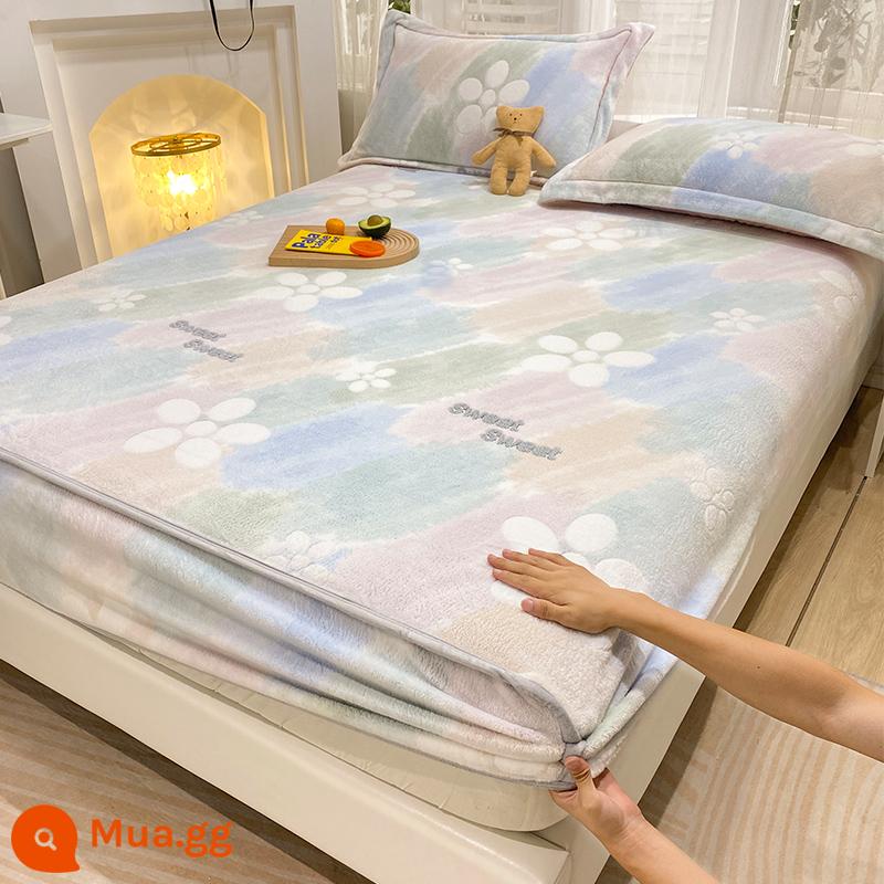 Jieliya sữa san hô mô hình Velvet Single Bed Bed Mids Matsus Mattp Mattop Caper Matsted Mattop Cast Set - cánh đồng mơ ước