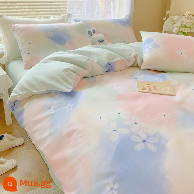 Jie Liya cotton nguyên chất vỏ chăn 1 mảnh 100 cotton vỏ chăn Bộ lõi vỏ chăn 150x200 vỏ chăn ga gối 200x230 - Có màu hồng và xanh nhạt