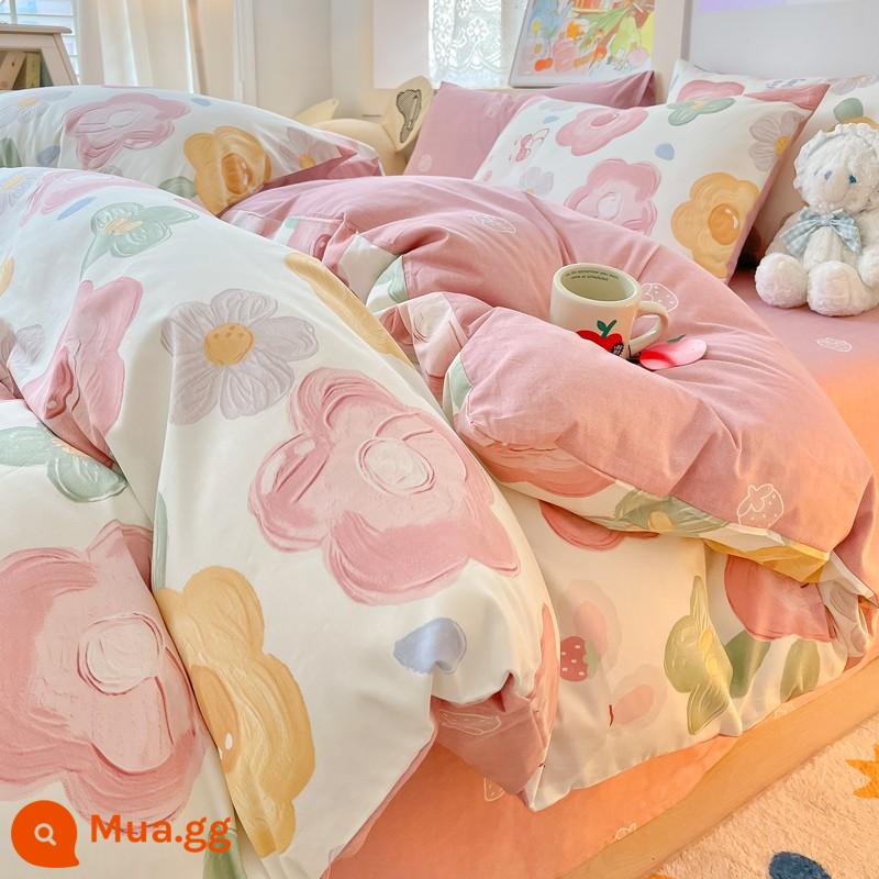 Jie Liya cotton nguyên chất vỏ chăn 1 mảnh 100 cotton vỏ chăn Bộ lõi vỏ chăn 150x200 vỏ chăn ga gối 200x230 - Tình yêu quyến rũ