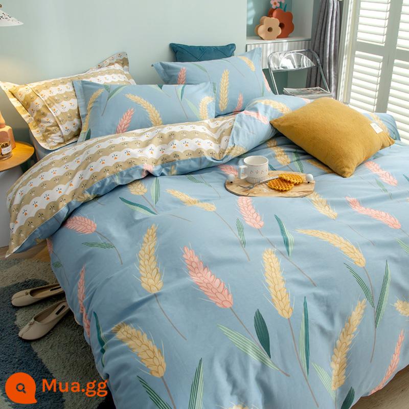 Jie Liya cotton nguyên chất vỏ chăn 1 mảnh 100 cotton vỏ chăn Bộ lõi vỏ chăn 150x200 vỏ chăn ga gối 200x230 - Lúa thơm (hoa lan)