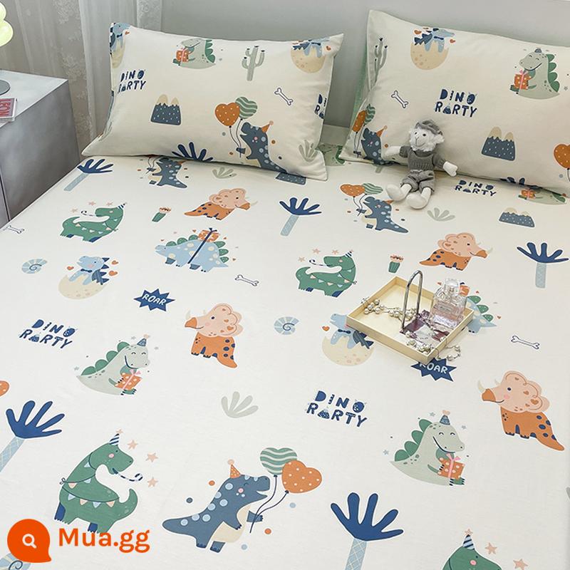 Jie Liya tấm ga trải giường bằng vải cotton nhỏ tươi một mảnh 100 bông mùa đông ký túc xá sinh viên đôi chăn trẻ em - thế giới khủng long