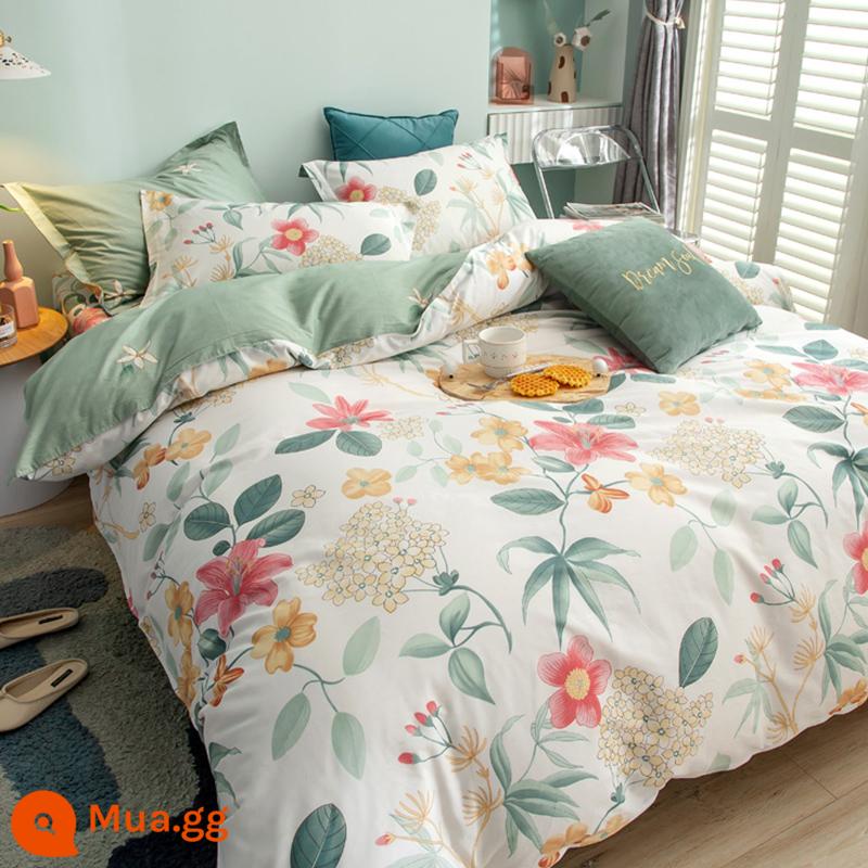 Jie Liya cotton nguyên chất vỏ chăn 1 mảnh 100 cotton vỏ chăn Bộ lõi vỏ chăn 150x200 vỏ chăn ga gối 200x230 - Mange Yayun (mét)