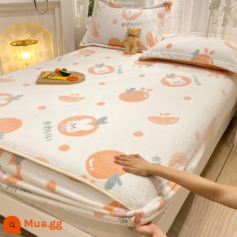 Jieliya sữa san hô mô hình Velvet Single Bed Bed Mids Matsus Mattp Mattop Caper Matsted Mattop Cast Set - Cam tươi