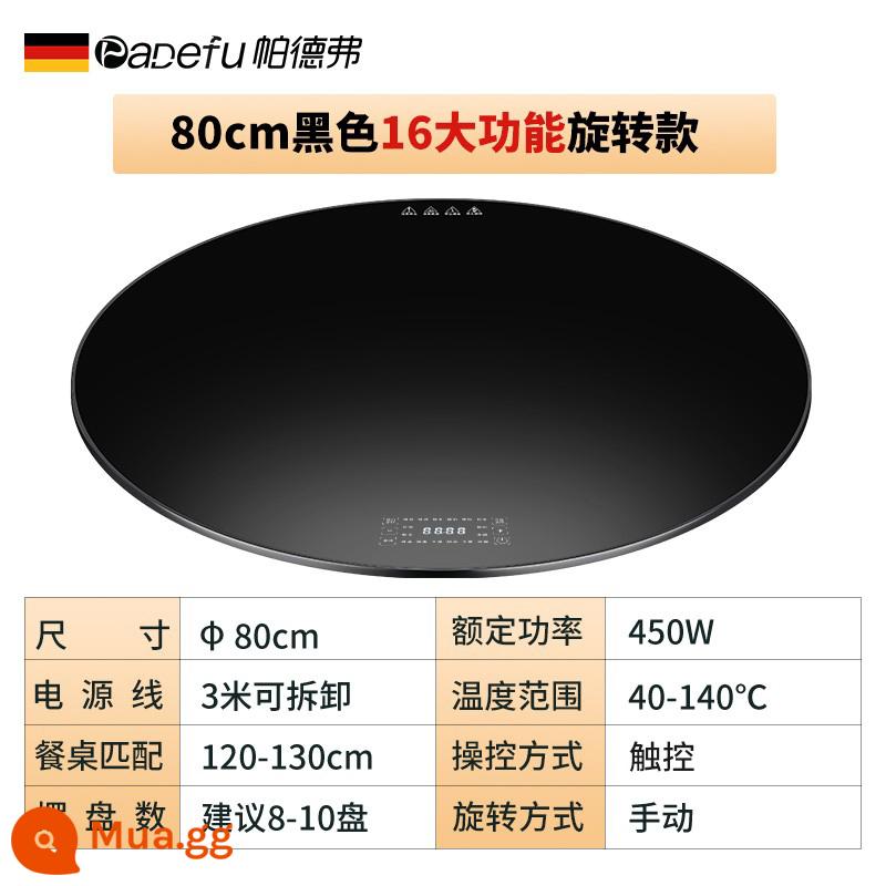 Padfer với lẩu thực phẩm tấm cách nhiệt ban nóng hộ gia đình hiện vật sưởi ấm tấm bàn xoay đa chức năng - Xoay tự do 80cm (16 chức năng chính 40-140°c) không tính nồi nóng