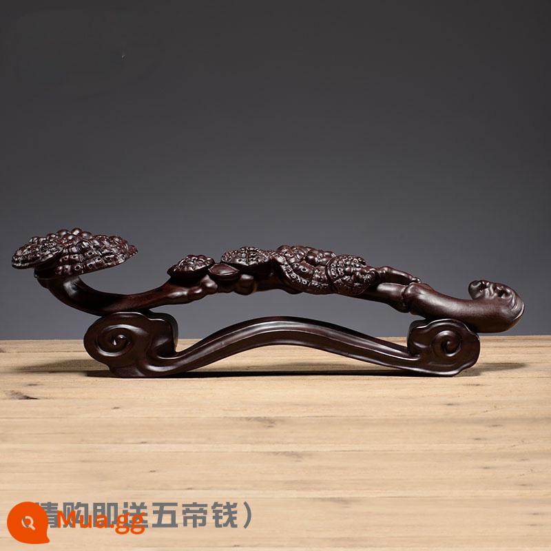 Ebony Solid Woodcake, trang trí đẹp mắt Ganoderma Mahogany Crafts Crafts Nội thất nhà - Gỗ mun [Lingzhi Ruyi] dài 30 cm có đế [Tiền Ngũ Hoàng]