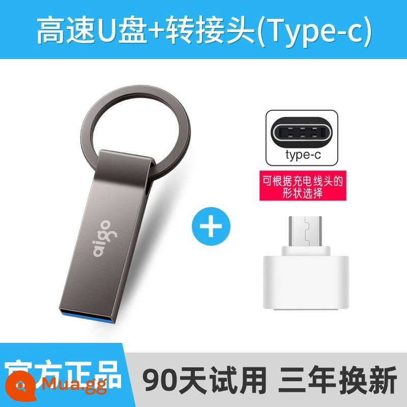 Nhà Yêu Nước Xe Ô Tô Ổ Đĩa Flash 64GB Chính Hãng Tốc Độ Cao USB3.1 U Đĩa 64G Cá Tính Sáng Tạo Tùy Chỉnh Đèn LED USB U310pro - Đĩa U + Bộ chuyển đổi Type-c