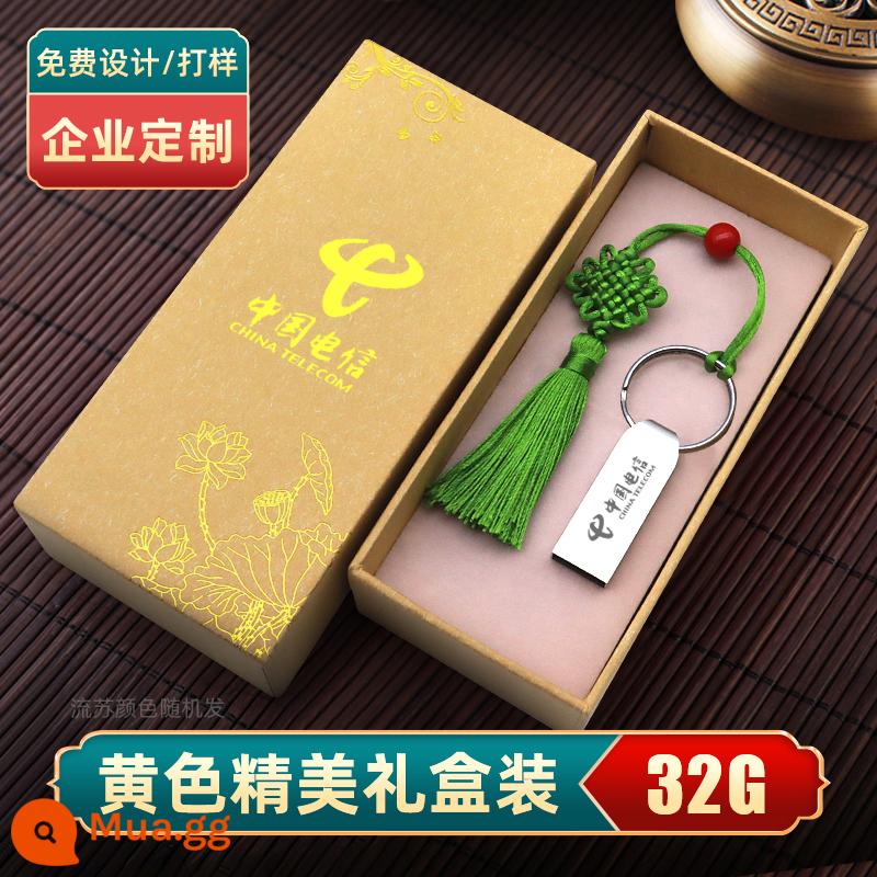 Ổ Đĩa Flash Yêu Nước Tùy Chỉnh Logo Chữ Tốc Độ Cao Ô Tô Ổ Đĩa Flash 32G Dung Lượng Lớn USB Màn Hình Phẳng Chính Hãng 64G - Tùy chỉnh lô 32g + hộp vàng tinh xảo (nhẫn treo miễn phí + tua rua)