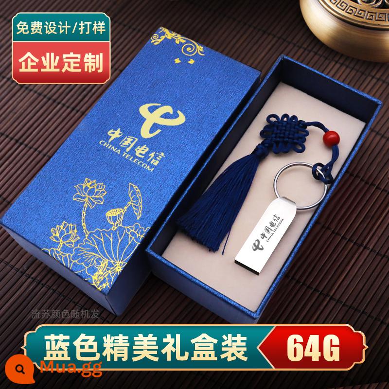 Ổ Đĩa Flash Yêu Nước Tùy Chỉnh Logo Chữ Tốc Độ Cao Ô Tô Ổ Đĩa Flash 32G Dung Lượng Lớn USB Màn Hình Phẳng Chính Hãng 64G - Tùy chỉnh lô 64g + hộp quà màu xanh tinh tế (vòng treo miễn phí + tua rua)