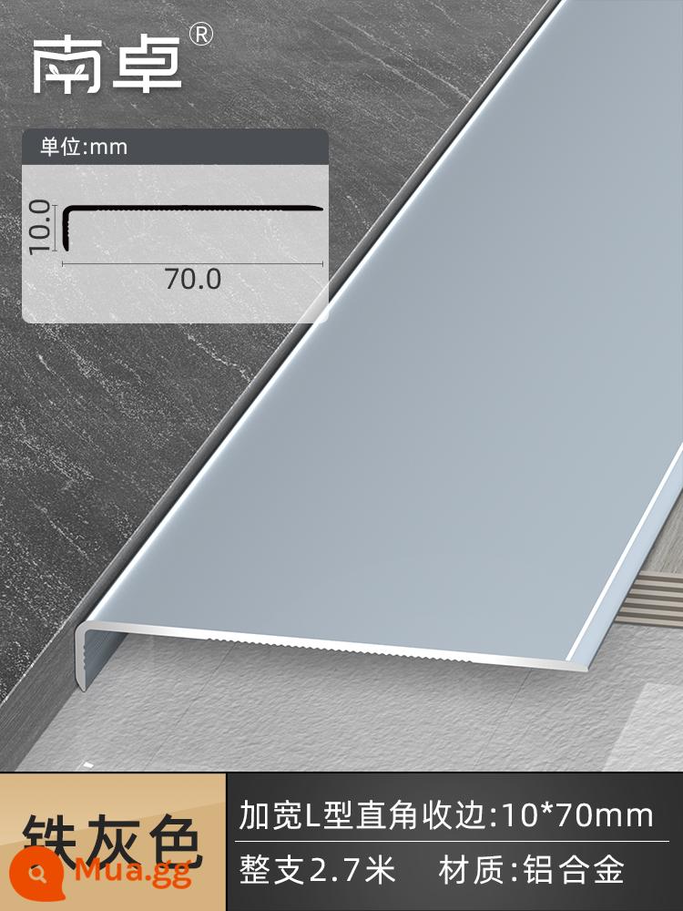 Dải viền hợp kim nhôm đường đóng gạch Sàn gỗ trang trí kim loại dải bảo vệ chống va chạm ngưỡng 7 chữ L ép cạnh bao bọc - 10*70mm cửa ra vào và cửa sổ viền sắt màu xám (2,7 mét)