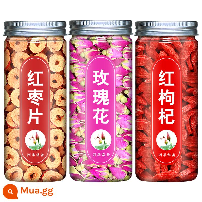 Goji berry dâu đen goji berry đỏ chà là trà Ninh Hạ xác thực cửa hàng flagship chính thức không cao cấp hoang dã bán buôn thận nam - [Làm trắng và làm đẹp] Dâu tây đỏ, hoa hồng và chà là đỏ khô