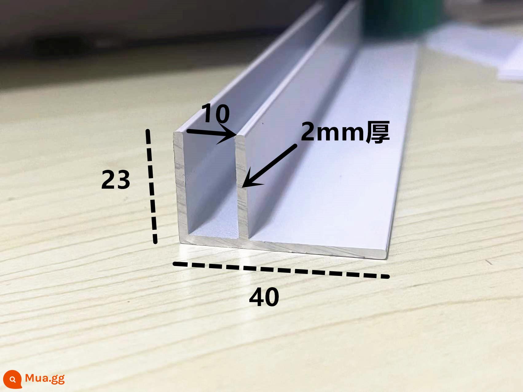 Hợp kim nhôm Rãnh hình chữ F nhôm Đường kính trong 40*25 18 rãnh nhôm Rãnh thẻ hình chữ U Dải nhôm hình chữ U dải cạnh thanh ray dẫn hướng bồn rửa đơn lõm - Đường kính trong màu trắng 10