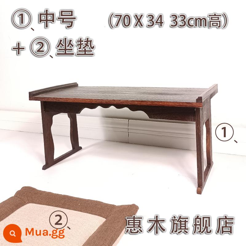 Bàn nhỏ cổ bằng gỗ nguyên khối bàn thấp kang bàn gấp bàn thấp Trung Quốc tatami bàn cà phê bàn ​​trà cửa sổ lồi bàn nhỏ - Đệm vừa +1