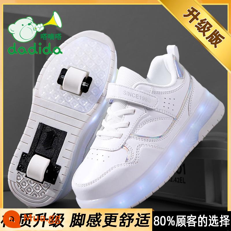 Heelys Giày Bé Gái Mùa Thu 2023 Mới Flash Trẻ Em Giày Trượt Patin Học Sinh Tiểu Học Đôi Lăn Có Bánh Xe - Trắng [nâng cấp]