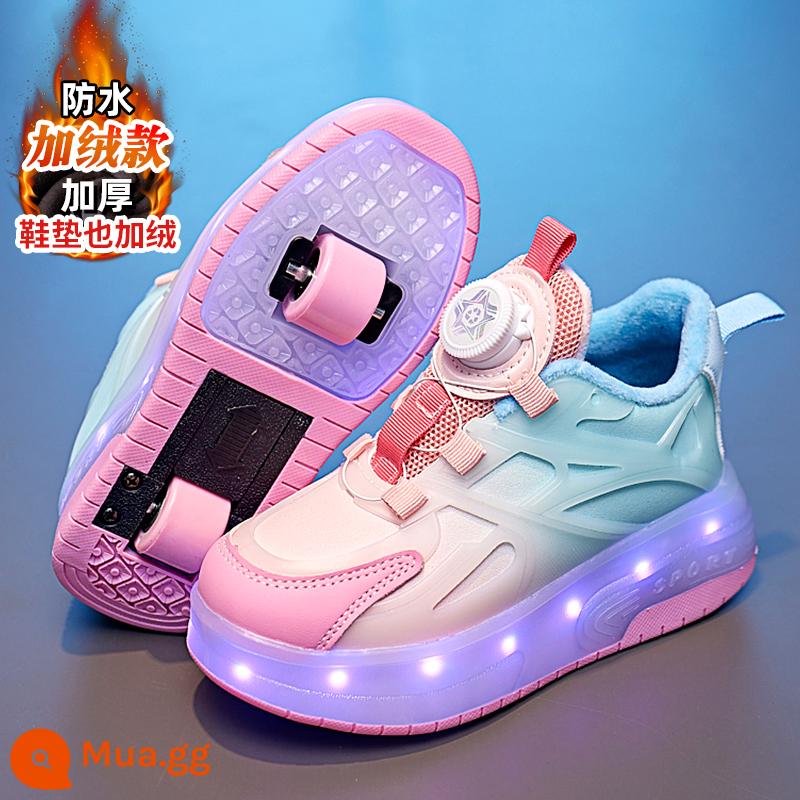 Giày Heelys cho bé gái mùa thu đông 2023 giày trượt trẻ em Kuromi vô hình trượt tóc học sinh bốn bánh - sang trọng màu hồng