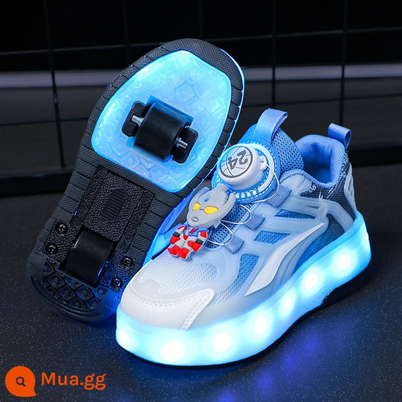 Giày Heelys cho bé gái mùa thu đông 2023 giày trượt trẻ em Kuromi vô hình trượt tóc học sinh bốn bánh - Xanh lam [Phong cách ảnh chính B]