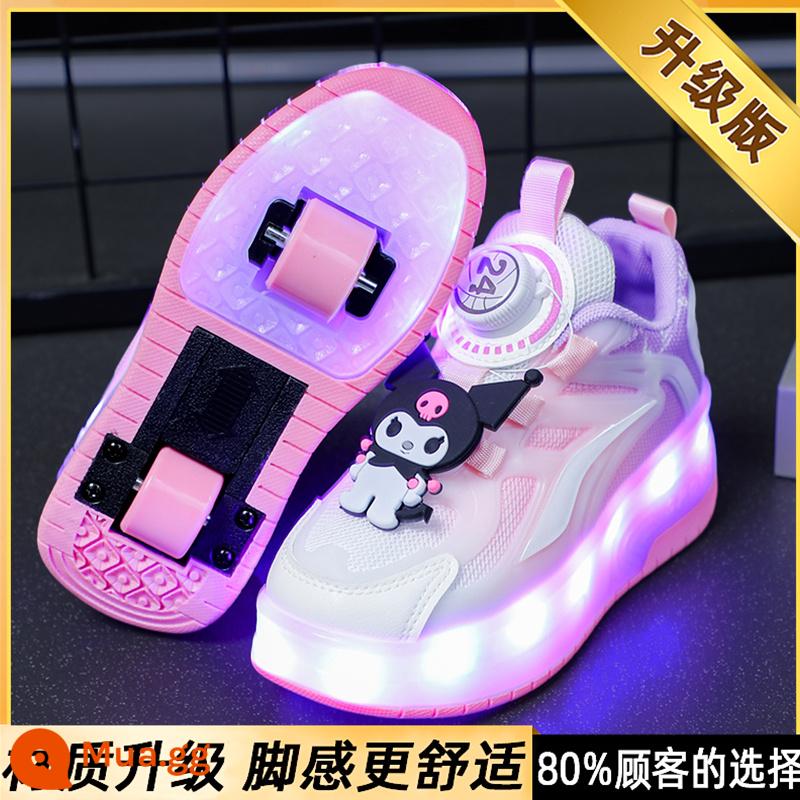 Giày Heelys cho bé gái mùa thu đông 2023 giày trượt trẻ em Kuromi vô hình trượt tóc học sinh bốn bánh - Hồng [Nâng cấp Model B]