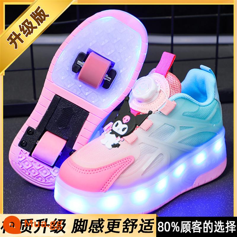 Giày Heelys cho bé gái mùa thu đông 2023 giày trượt trẻ em Kuromi vô hình trượt tóc học sinh bốn bánh - Màu hồng [nâng cấp]