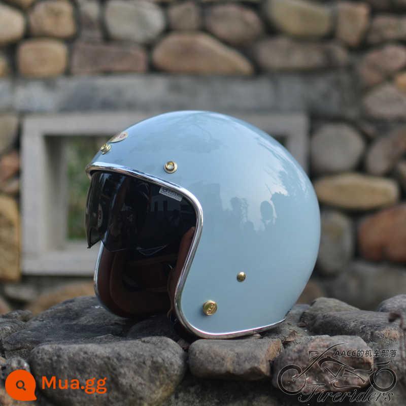 Đài Loan EVO Mũ Cứng Retro 34 Mũ Bảo Hiểm Nửa Đầu Máy Vespa Giang Cát Đạp Nam Nữ Thân Mũ Bảo Hiểm Nhỏ Với Kính Mát Ống Kính - Thắt lưng xanh Songwu tích hợp kính râm có thể thu vào evo venus khóa tháo nhanh