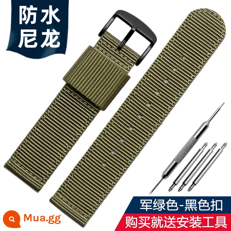 Nato thay thế Seiko Seagull dw dây đeo bằng vải nylon màu xanh đen cho nam và nữ 18/20/22/24mm - Khóa màu đen xanh quân đội