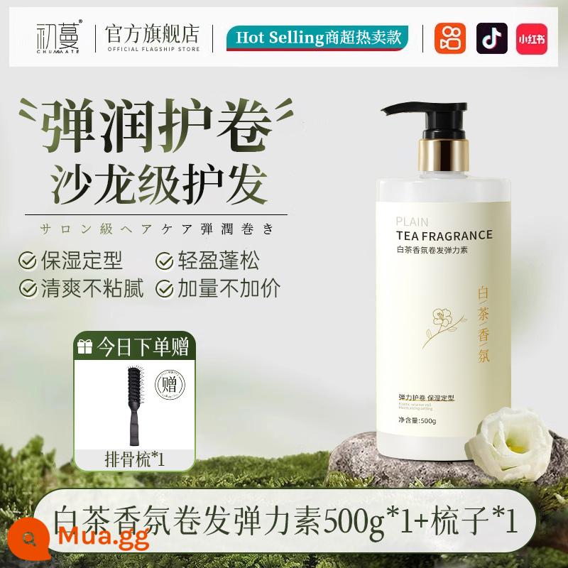 Elastin Tóc Xoăn Dưỡng Ẩm Và Tạo Kiểu Tóc Chống Xoăn Chăm Sóc Tóc Lông Tơ Gel Kem Tinh Chất Chăm Sóc Hiện Vật Sau Uốn - [Hương thơm giống nhau của thương hiệu lớn-Hương trà trắng từ gỗ] Nước hoa làm xoăn Elastin 500g [Chai đơn] + Tặng lược*1