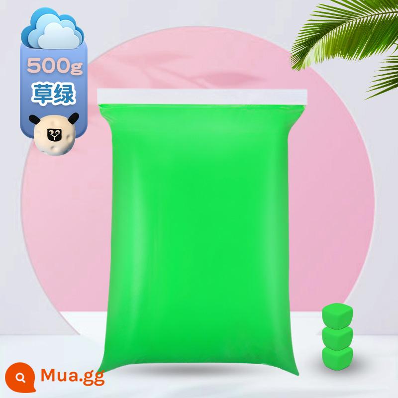 Đất siêu nhẹ 500g gói lớn màu bùn plasticine không gian bùn đồ chơi trẻ em đất sét handmade tự làm chất liệu - Cỏ xanh [500g/túi lớn]