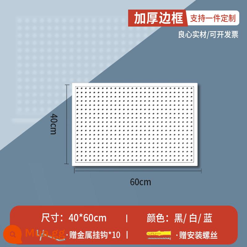 Lỗ tròn bảng lỗ có giá để đồ bằng thép không gỉ đục lỗ công cụ lưu trữ treo bảng treo tường tùy chỉnh phần cứng móc giá trưng bày - Phiên bản khung mở rộng [40*60] dày đi kèm 10 móc 10 cm