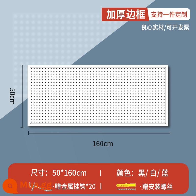 Lỗ tròn bảng lỗ có giá để đồ bằng thép không gỉ đục lỗ công cụ lưu trữ treo bảng treo tường tùy chỉnh phần cứng móc giá trưng bày - Phiên bản khung mở rộng [50*160] dày đi kèm 20 móc 10 cm