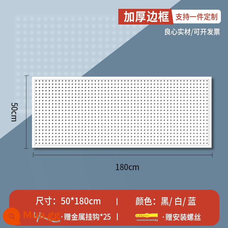 Lỗ tròn bảng lỗ có giá để đồ bằng thép không gỉ đục lỗ công cụ lưu trữ treo bảng treo tường tùy chỉnh phần cứng móc giá trưng bày - Phiên bản khung mở rộng [50*180] dày đi kèm 25 móc 10 cm