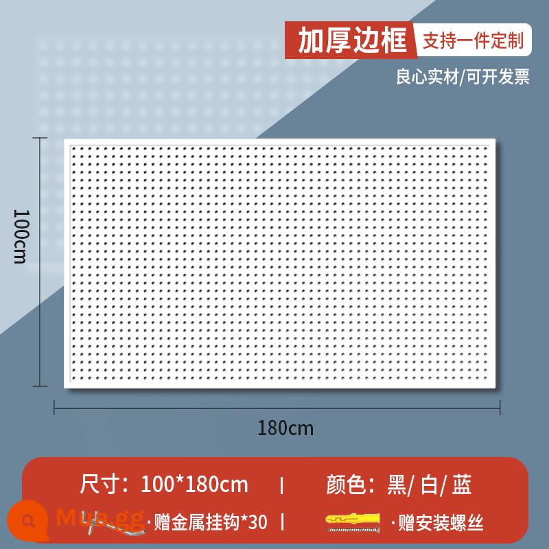 Lỗ tròn bảng lỗ có giá để đồ bằng thép không gỉ đục lỗ công cụ lưu trữ treo bảng treo tường tùy chỉnh phần cứng móc giá trưng bày - Phiên bản khung mở rộng [100*180] dày đi kèm 30 móc 10cm