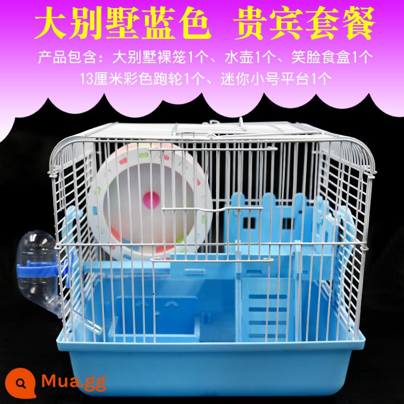 Lồng chuột hamster gấu vàng biệt thự siêu lớn sang trọng hamster nhỏ cung cấp gói hoàn chỉnh lồng lâu đài acrylic hai lớp - Biệt Thự Lớn Gói VIP Màu Xanh