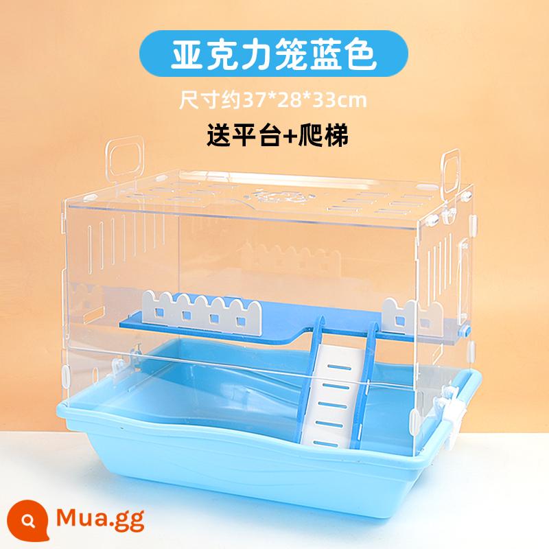 Lồng chuột hamster gấu vàng biệt thự siêu lớn sang trọng hamster nhỏ cung cấp gói hoàn chỉnh lồng lâu đài acrylic hai lớp - Lồng Acrylic Fantasy Sky Blue Naked Cage (Gửi Nền tảng)