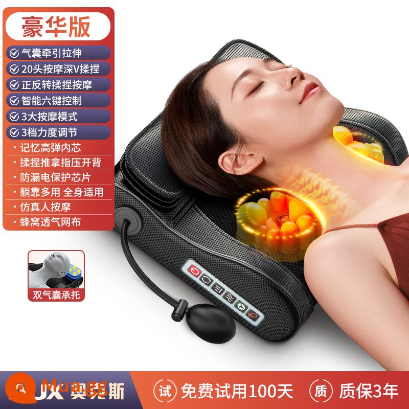 Máy mát xa cột sống cổ Oaks lưng toàn bộ cơ thể đệm đa năng nhà vai và cổ cổ nhào gối massage - Kiểu dáng sang trọng + lực kéo túi khí + 3 chế độ chính + 3 cấp độ cường độ + nhào tiến và lùi.