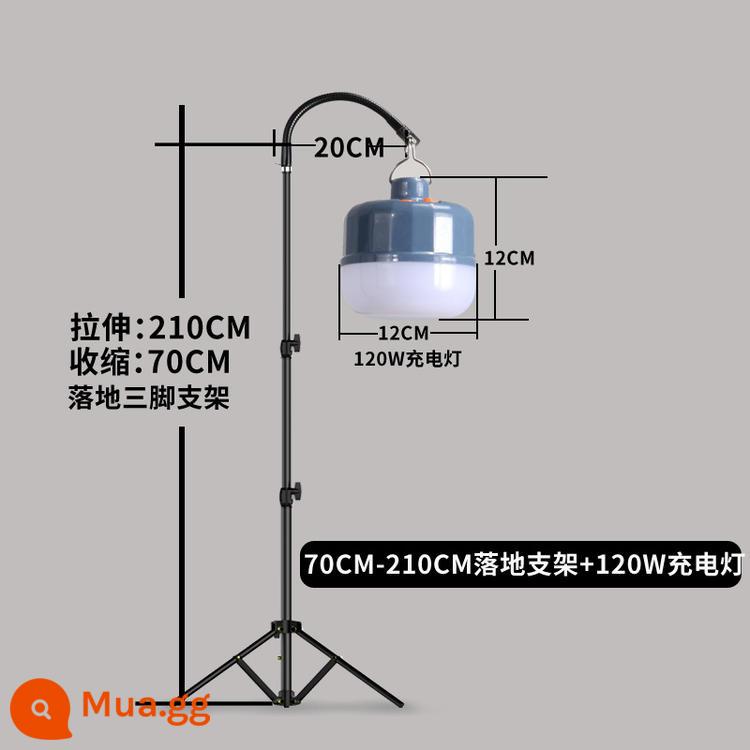 Gian hàng chợ đêm chuyên dụng đèn led gian hàng chân đế kính thiên văn khung sạc bóng đèn siêu sáng chiếu sáng khẩn cấp đèn kẹp - Chân đế 70cm-210cm + đèn sạc 120w