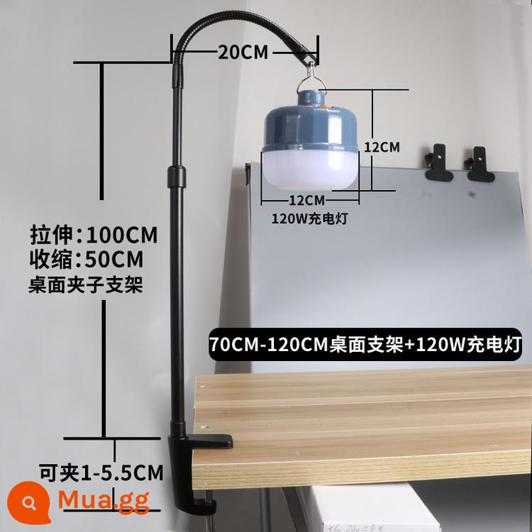 Gian hàng chợ đêm chuyên dụng đèn led gian hàng chân đế kính thiên văn khung sạc bóng đèn siêu sáng chiếu sáng khẩn cấp đèn kẹp - Chân đế để bàn 70cm-120cm + đèn sạc 120w