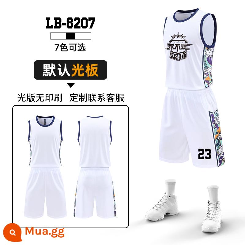 Đồng phục bóng rổ phù hợp với nam tùy chỉnh Jersey của phụ nữ Mỹ in áo huấn luyện mùa hè áo đồng phục trò chơi tùy chỉnh đồng phục đội - LB#8207 trắng [bảng đèn mặc định]