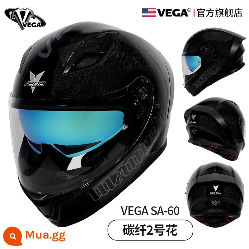 Mỹ VEGA Xe Máy Nam Nữ Sợi Carbon Đuôi Lớn Mùa Đông Chống Sương Mù Xe Máy Mũ Bảo Hiểm Full Bluetooth Cá Tính thoáng Mát Chạy Bộ - Hoa sợi carbon số 2 (Gửi tai nghe Bluetooth)