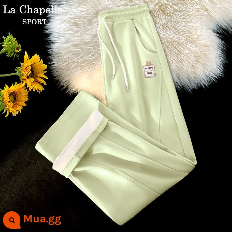 La Chapelle Plus nhung quần âu cho nữ 2024 mới xuân thu nhỏ quần ống rộng gạo nếp quần nữ mùa đông X - [Phong cách xuân thu] Bean Green (Logo quần có túi gấu)