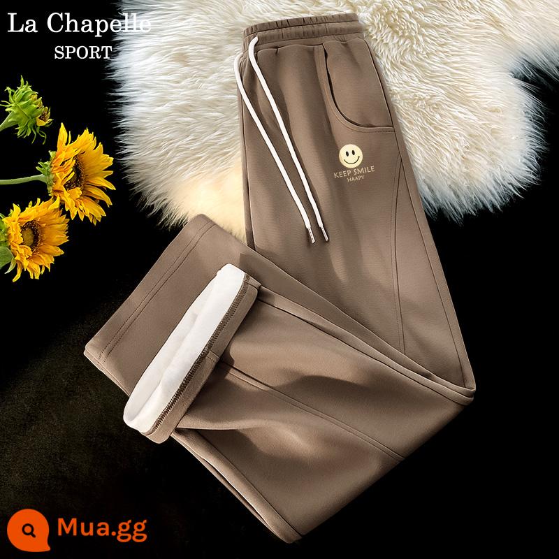 La Chapelle Plus nhung quần âu cho nữ 2024 mới xuân thu nhỏ quần ống rộng gạo nếp quần nữ mùa đông X - [Phong cách xuân thu] Màu cà phê (Giữ nhãn quần hạnh phúc)