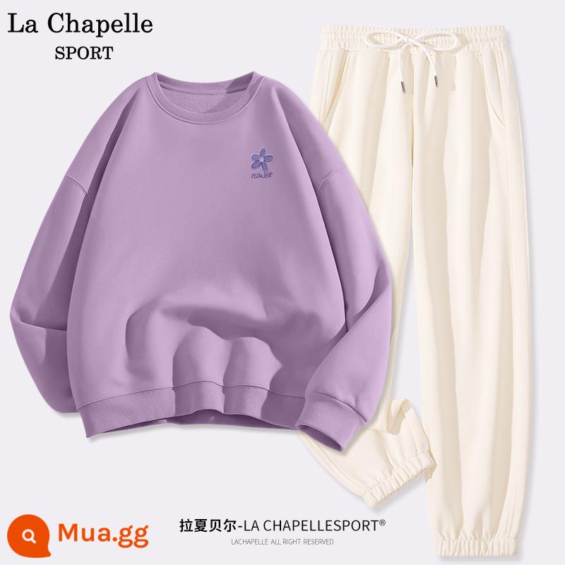 La Chapelle Bộ Đồ Thể Thao Nữ 2023 Mới Thu Đông Sinh Viên Cổ Tròn Và Nhung Quần Âu Bộ 2 W - Khoai môn tím (phong lan) + trắng sữa (trống)