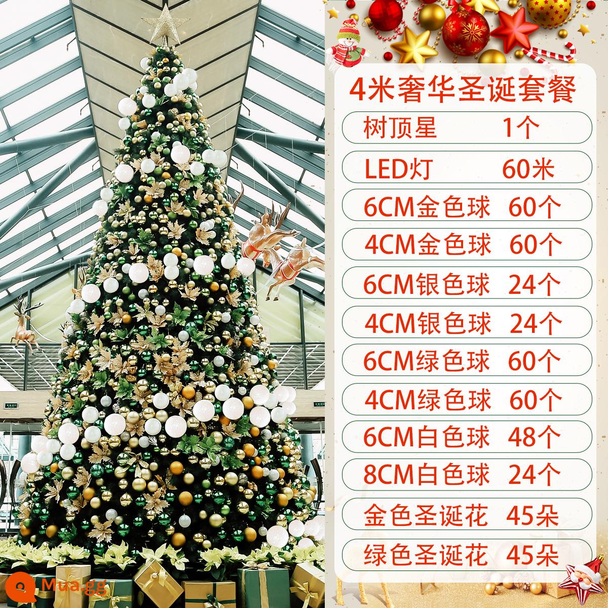 Cây thông Noel lớn ngoài trời trung tâm mua sắm Cây thông Noel hình vuông 3/4/5/6 mét Cây thông Noel 8m Cây thông Noel có đèn trang trí - Gói ánh trăng trắng dài 4 mét bao gồm cây thông Noel