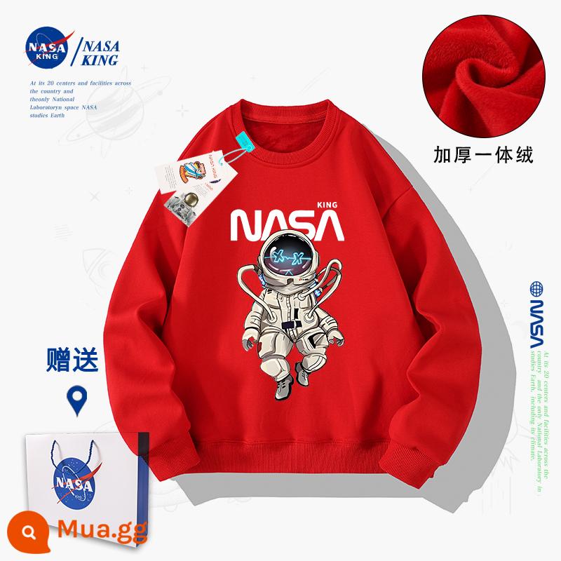 Áo len nam phi hành gia đồng thương hiệu của NASA mùa xuân và mùa thu 2022 quần áo mùa thu dành cho trẻ em mới thương hiệu hàng đầu trong trường học nước ngoài dành cho nam sinh lớn - lông cừu đỏ