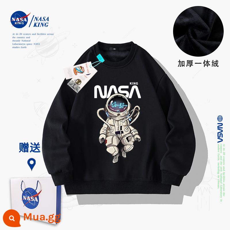 Áo len nam phi hành gia đồng thương hiệu của NASA mùa xuân và mùa thu 2022 quần áo mùa thu dành cho trẻ em mới thương hiệu hàng đầu trong trường học nước ngoài dành cho nam sinh lớn - Vải nhung đen