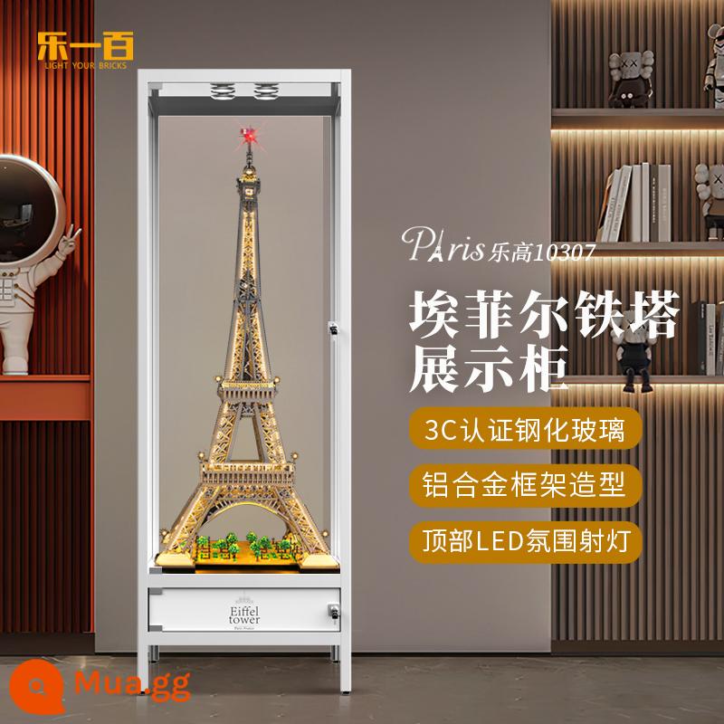 LYB thích hợp cho Lego 10307 Paris Tháp Eiffel hộp trưng bày acrylic trong suốt đèn LED DIY - Tủ trưng bày dạng tháp (màu trắng trong suốt) có đèn phía trên