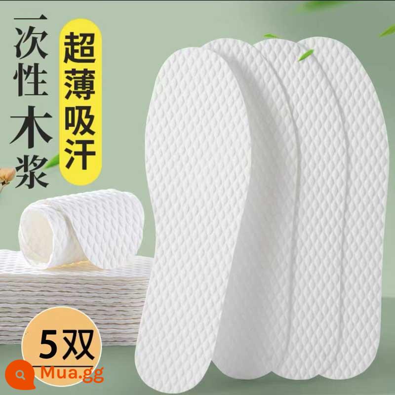 Thảm lót giày bằng vải cotton ngàn lớp có thể cắt được, thấm hút ẩm cho nữ Xuân Thu, khử mùi thấm mồ hôi thoáng khí, có thể giặt được - [5 đôi] Đế lót giày chống trượt thấm mồ hôi bằng bột gỗ dùng một lần