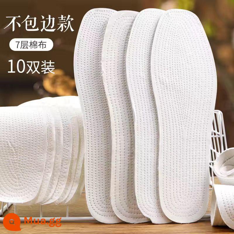 Thảm lót giày bằng vải cotton ngàn lớp có thể cắt được, thấm hút ẩm cho nữ Xuân Thu, khử mùi thấm mồ hôi thoáng khí, có thể giặt được - 10 đôi: bảy lớp vải [không viền*]