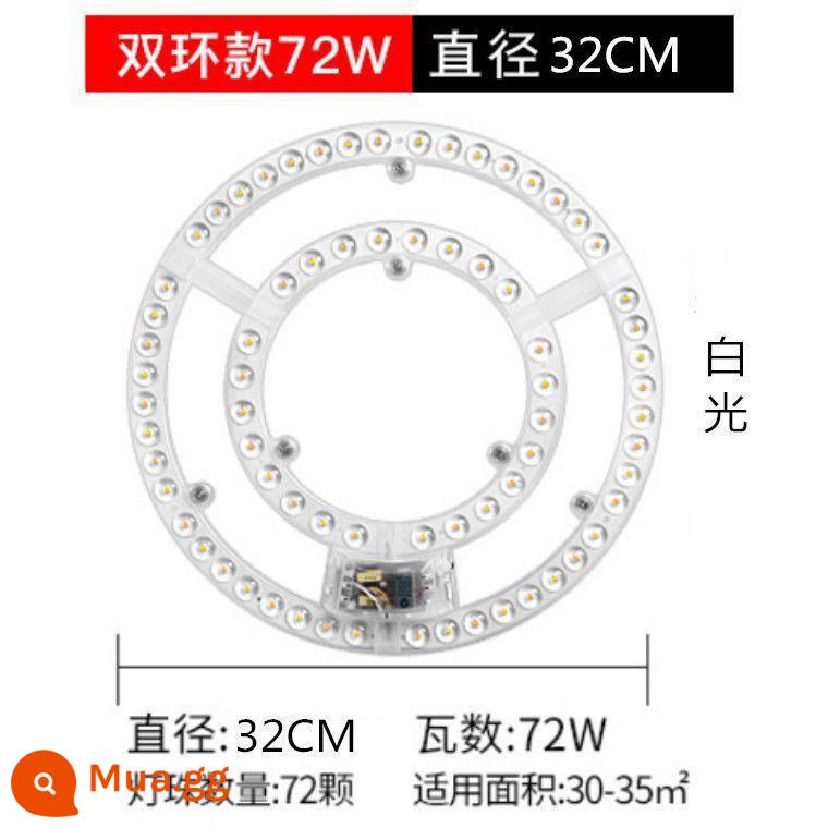 Đèn LED âm trần bấc đèn bảng vòng chuyển đổi đèn LED với dải đèn tấm đèn đèn ống vá mô-đun ống kính vòng - Vòng ánh sáng trắng 72W (không nhấp nháy)