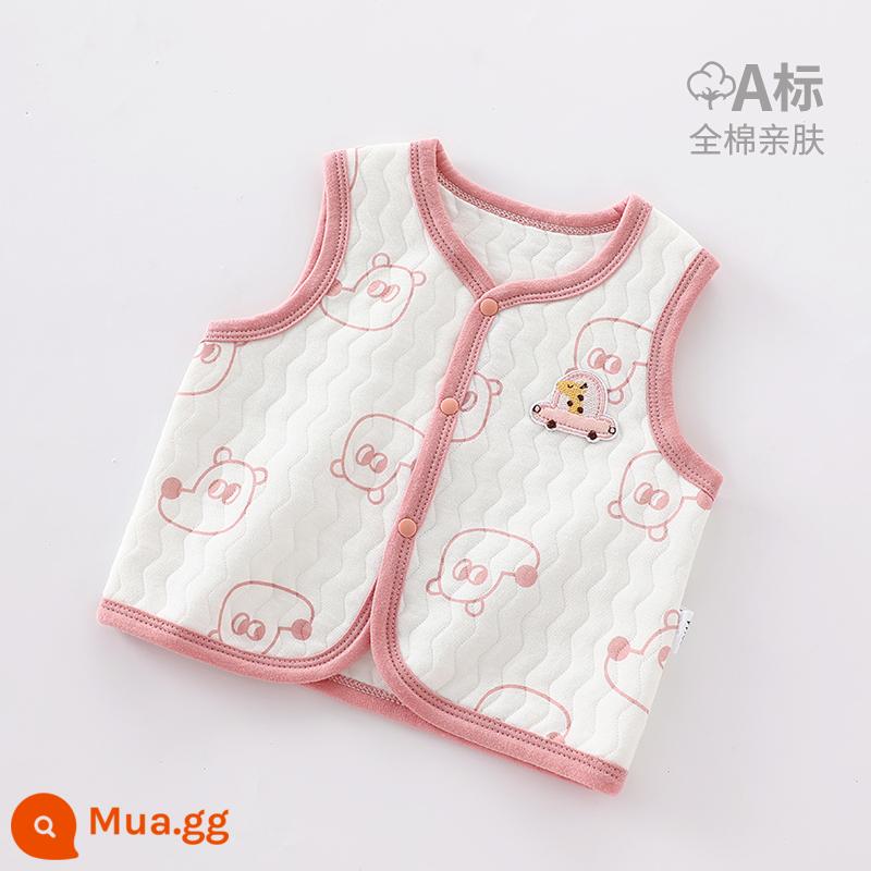 Áo vest cho bé mặc ngoài vào mùa thu đông Kẹp tóc đuôi ngựa cho bé sơ sinh cho mùa xuân thu Áo vest mỏng loại A cho bé mặc bên trong ấm áp. - chú chó Pippi màu hồng